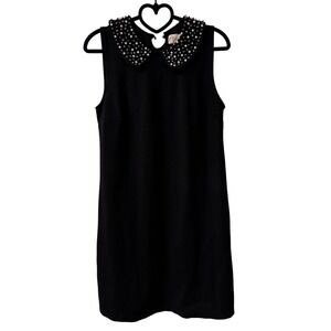Philosophy Dresses Black Sleeveless Mini‎ Dress with Beaded Collar Size M (D)